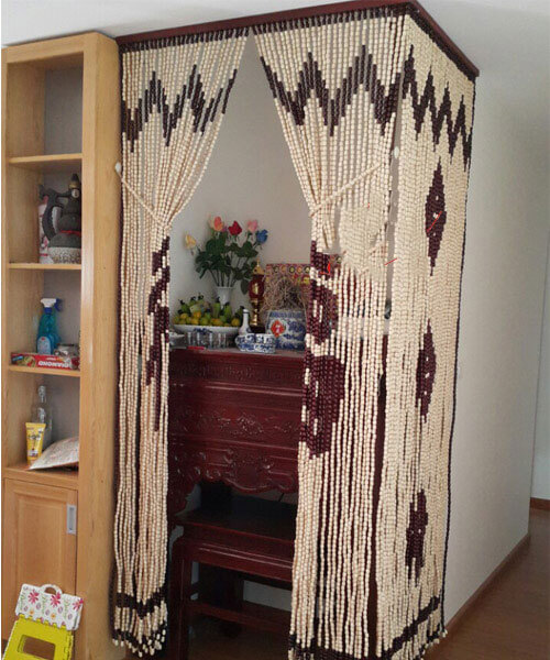 Rèm hạt gỗ che ban thờ RHG05