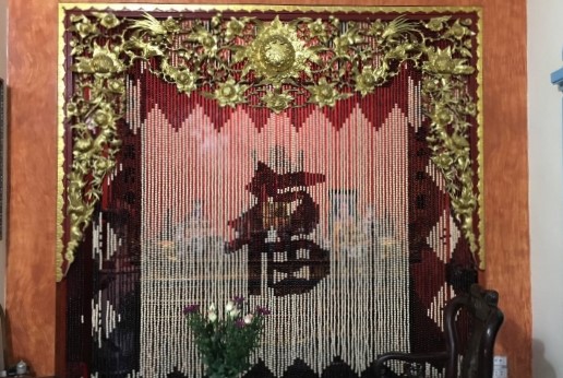 Rèm hạt gỗ che ban thờ RHG02